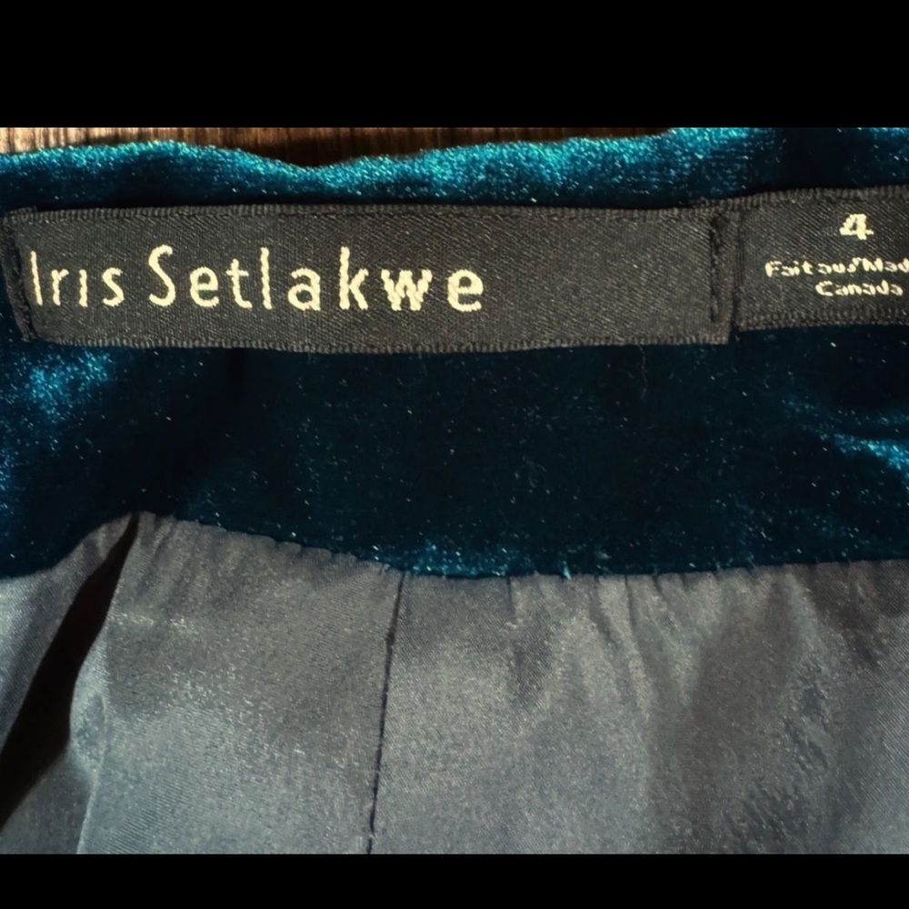 IRIS SETLAKWE Pants Womens Size 4 Turquoise Velvet Lined Straight Leg Side Zip - Picture 3 of 11